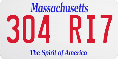 MA license plate 304RI7