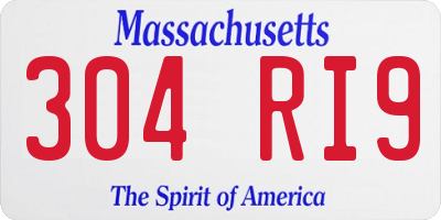 MA license plate 304RI9