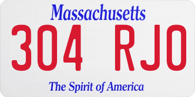 MA license plate 304RJ0
