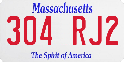 MA license plate 304RJ2