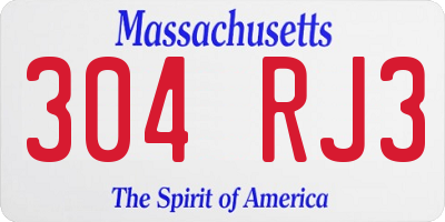 MA license plate 304RJ3