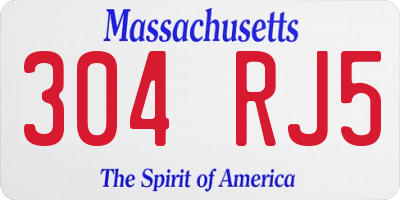 MA license plate 304RJ5