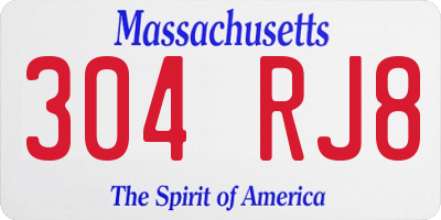 MA license plate 304RJ8