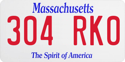 MA license plate 304RK0