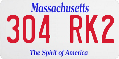 MA license plate 304RK2