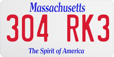 MA license plate 304RK3
