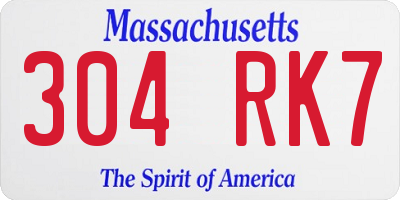 MA license plate 304RK7