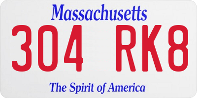 MA license plate 304RK8