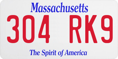 MA license plate 304RK9