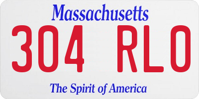 MA license plate 304RL0