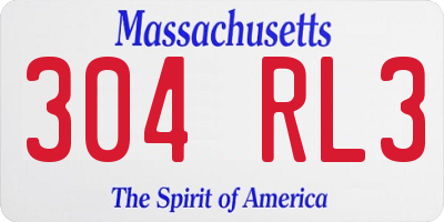 MA license plate 304RL3