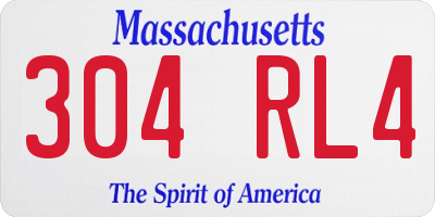 MA license plate 304RL4