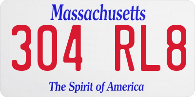 MA license plate 304RL8