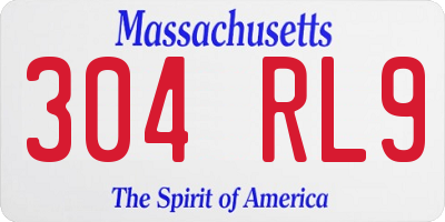 MA license plate 304RL9