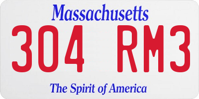 MA license plate 304RM3