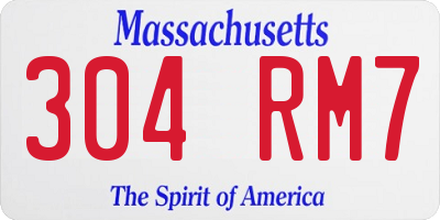 MA license plate 304RM7