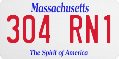 MA license plate 304RN1