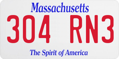 MA license plate 304RN3