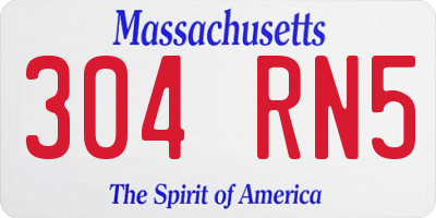 MA license plate 304RN5
