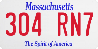 MA license plate 304RN7