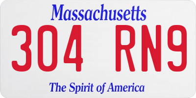 MA license plate 304RN9