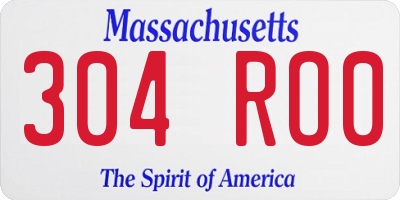 MA license plate 304RO0