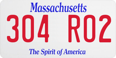 MA license plate 304RO2
