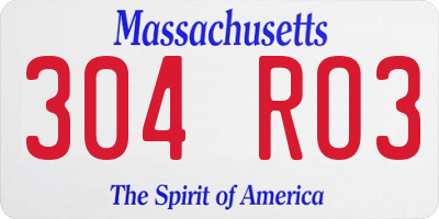 MA license plate 304RO3