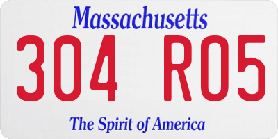 MA license plate 304RO5