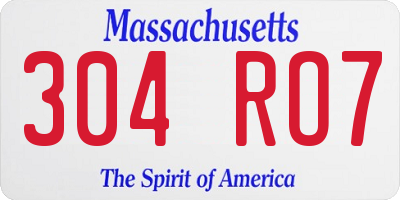 MA license plate 304RO7