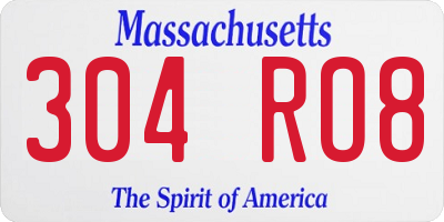 MA license plate 304RO8