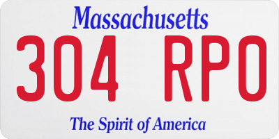 MA license plate 304RP0