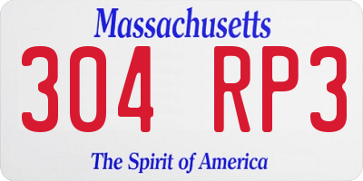 MA license plate 304RP3