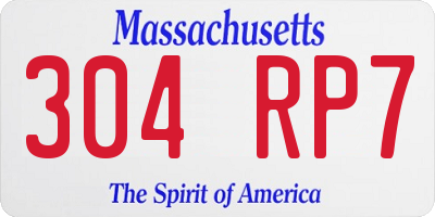 MA license plate 304RP7
