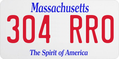 MA license plate 304RR0