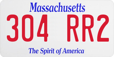 MA license plate 304RR2