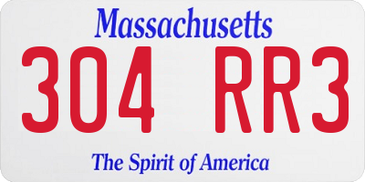 MA license plate 304RR3