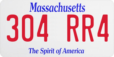 MA license plate 304RR4