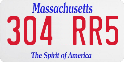 MA license plate 304RR5