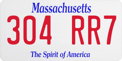 MA license plate 304RR7