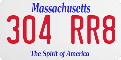 MA license plate 304RR8