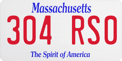 MA license plate 304RS0