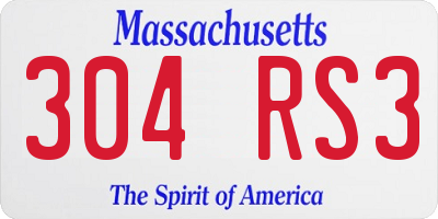 MA license plate 304RS3