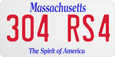 MA license plate 304RS4