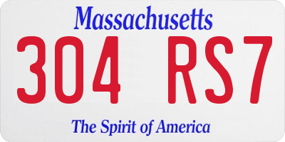 MA license plate 304RS7