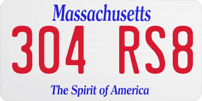 MA license plate 304RS8