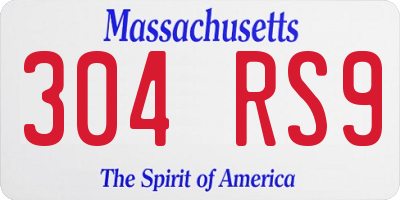 MA license plate 304RS9