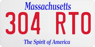 MA license plate 304RT0