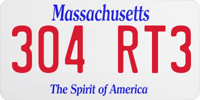 MA license plate 304RT3