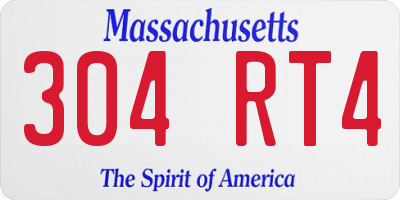 MA license plate 304RT4